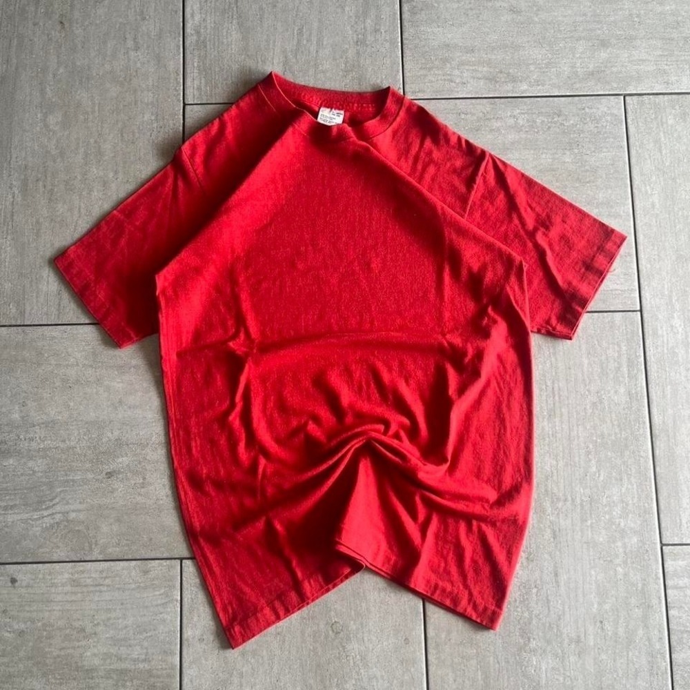 Vintage Blank Red Single Stitch T Shirt 50/50 Cotton Poly XL SH0365